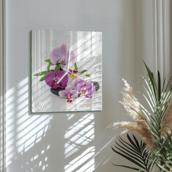 Štvorcové hodiny Orchidea