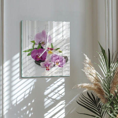Štvorcové hodiny Orchidea
