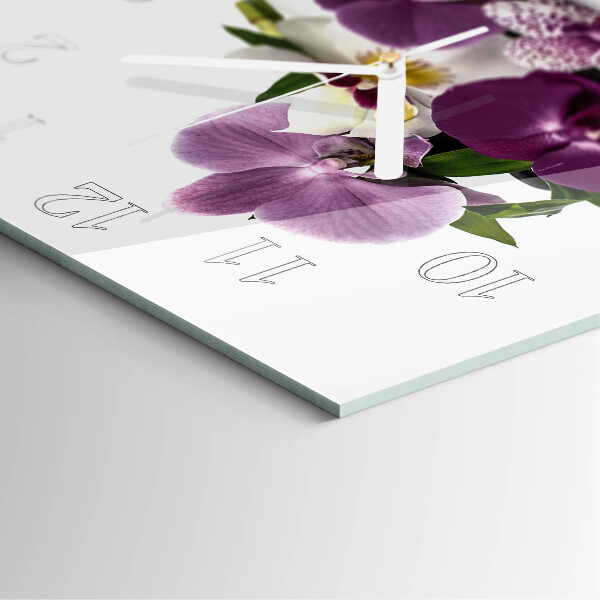 Štvorcové hodiny Orchidea