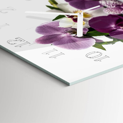 Štvorcové hodiny Orchidea