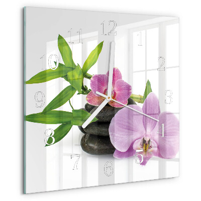 Štvorcové hodiny Orchidea