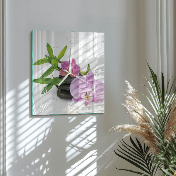 Štvorcové hodiny Orchidea
