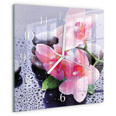 Štvorcové hodiny Orchidea
