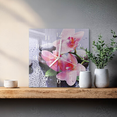 Štvorcové hodiny Orchidea
