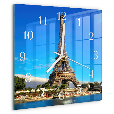 Štvorcové hodiny Eiffelova veža v Paríži