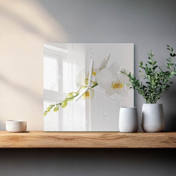 Štvorcové hodiny Orchidea