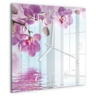 Štvorcové hodiny Orchidea