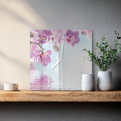 Štvorcové hodiny Orchidea
