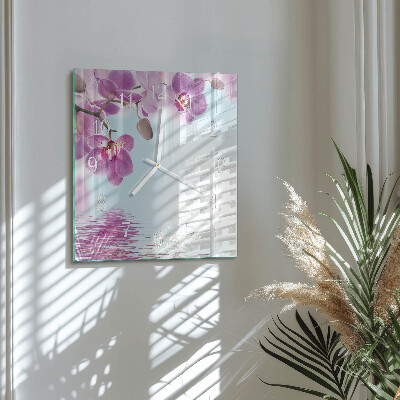 Štvorcové hodiny Orchidea