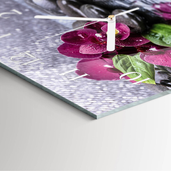 Štvorcové hodiny Orchidea