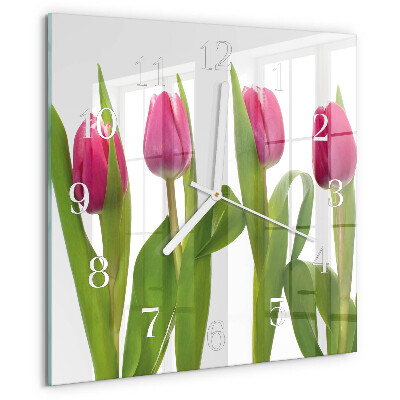 Štvorcové hodiny Tulipány