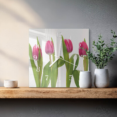 Štvorcové hodiny Tulipány