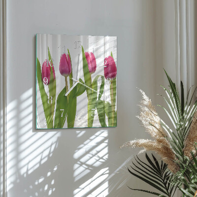 Štvorcové hodiny Tulipány