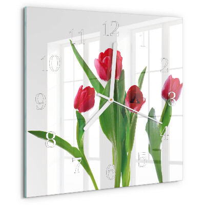 Štvorcové hodiny Tulipány