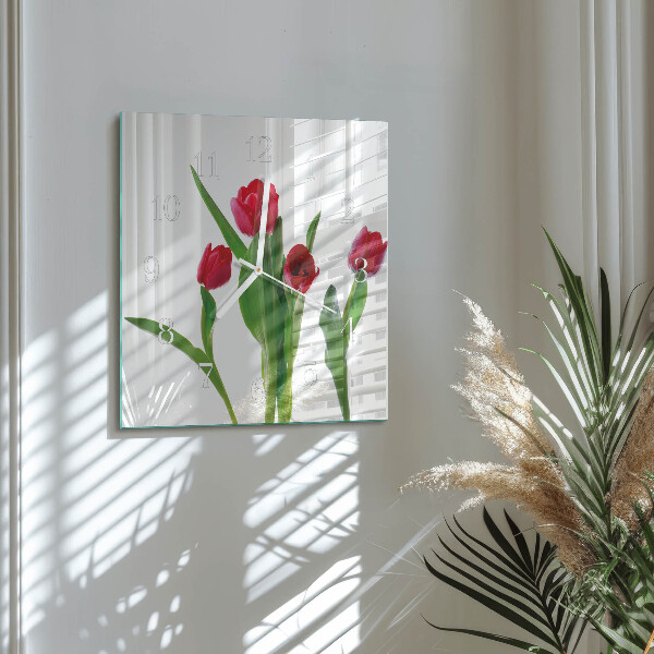 Štvorcové hodiny Tulipány