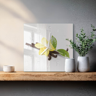 Štvorcové hodiny Vanilková orchidea