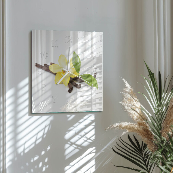 Štvorcové hodiny Vanilková orchidea