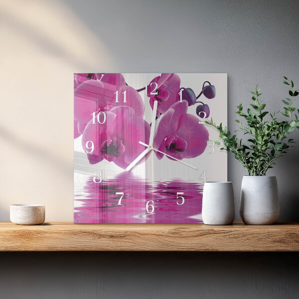 Štvorcové hodiny Orchidea