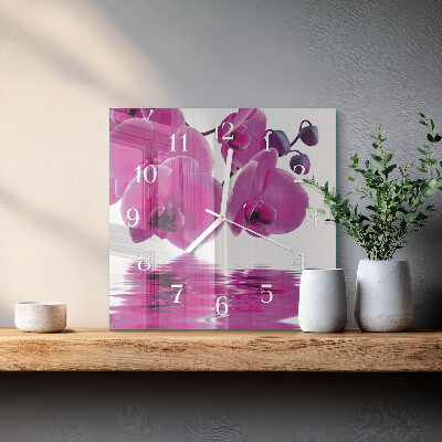 Štvorcové hodiny Orchidea