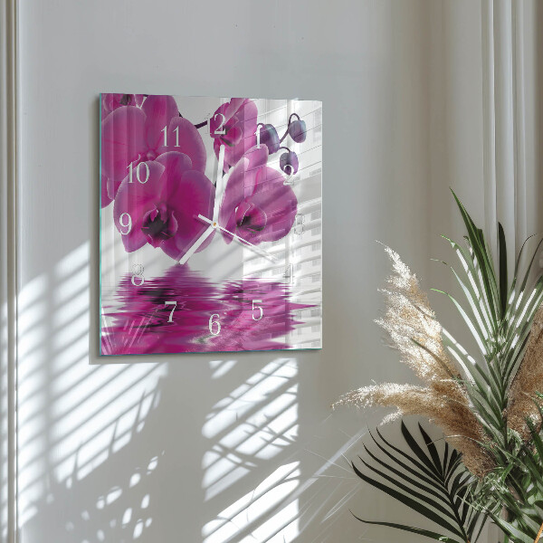 Štvorcové hodiny Orchidea