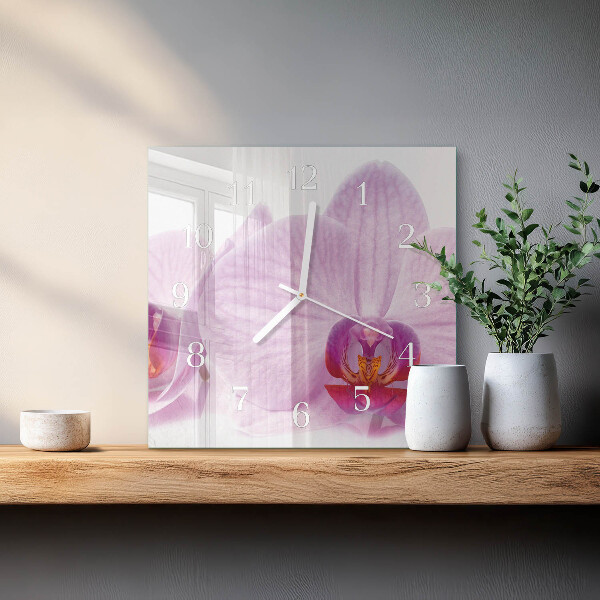 Štvorcové hodiny Orchidea