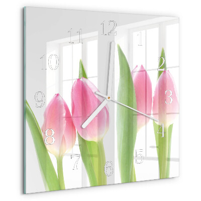 Štvorcové hodiny Tulipány
