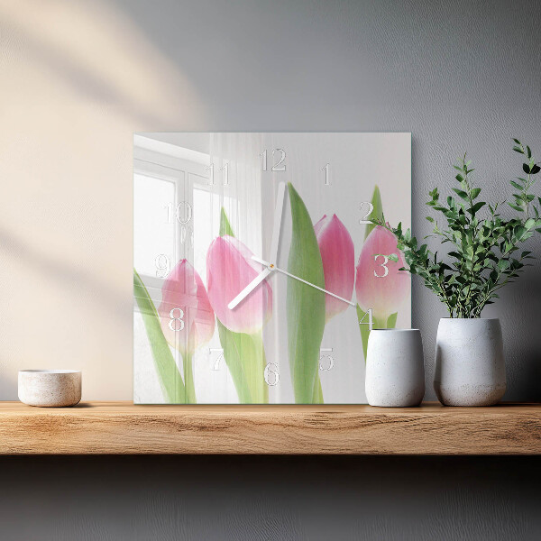 Štvorcové hodiny Tulipány