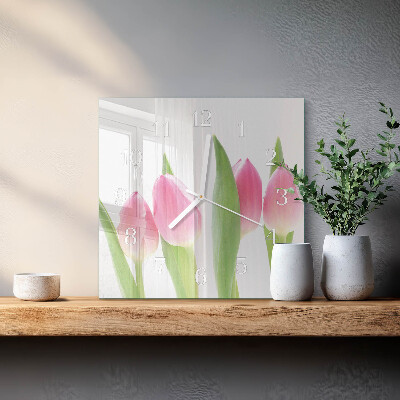 Štvorcové hodiny Tulipány