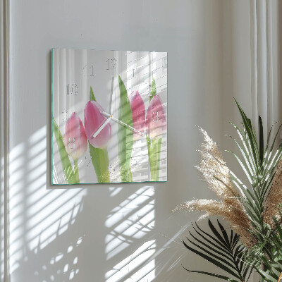 Štvorcové hodiny Tulipány