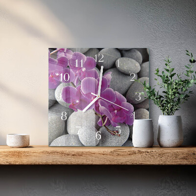 Štvorcové hodiny Orchideové kamene