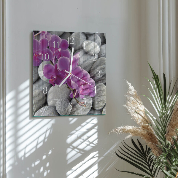 Štvorcové hodiny Orchideové kamene