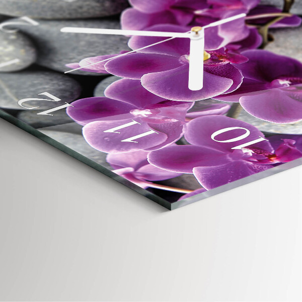 Štvorcové hodiny Orchideové kamene
