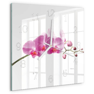 Štvorcové hodiny Orchidea