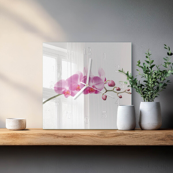 Štvorcové hodiny Orchidea
