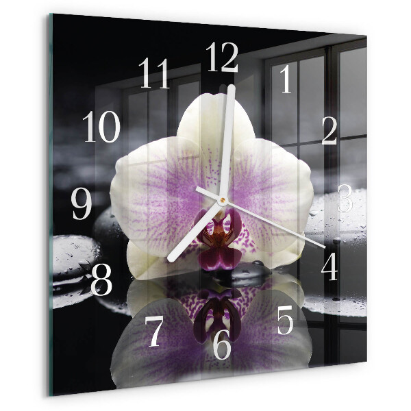 Štvorcové hodiny Orchidea
