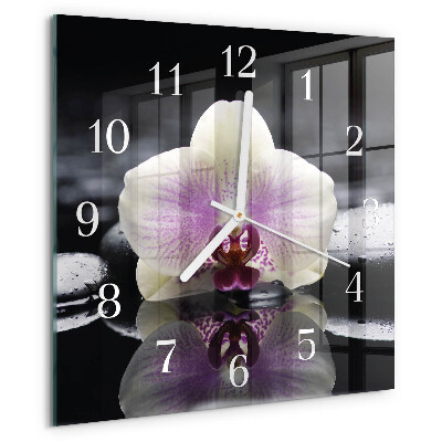 Štvorcové hodiny Orchidea