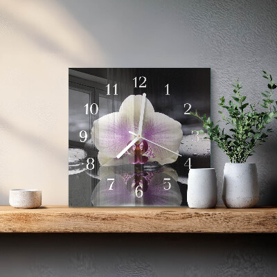 Štvorcové hodiny Orchidea
