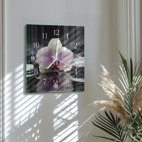 Štvorcové hodiny Orchidea
