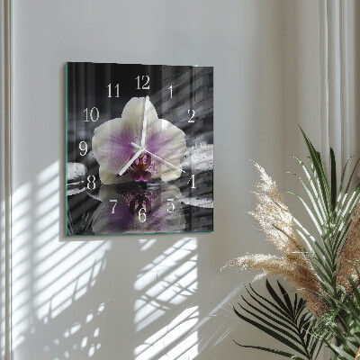 Štvorcové hodiny Orchidea