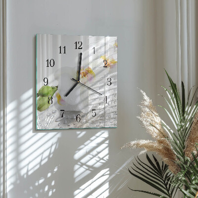 Štvorcové hodiny Orchidea