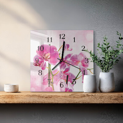 Štvorcové hodiny Orchidea