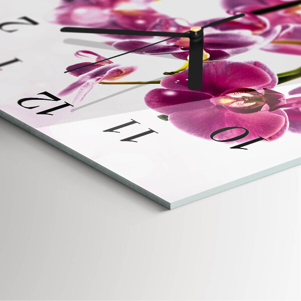 Štvorcové hodiny Orchidea