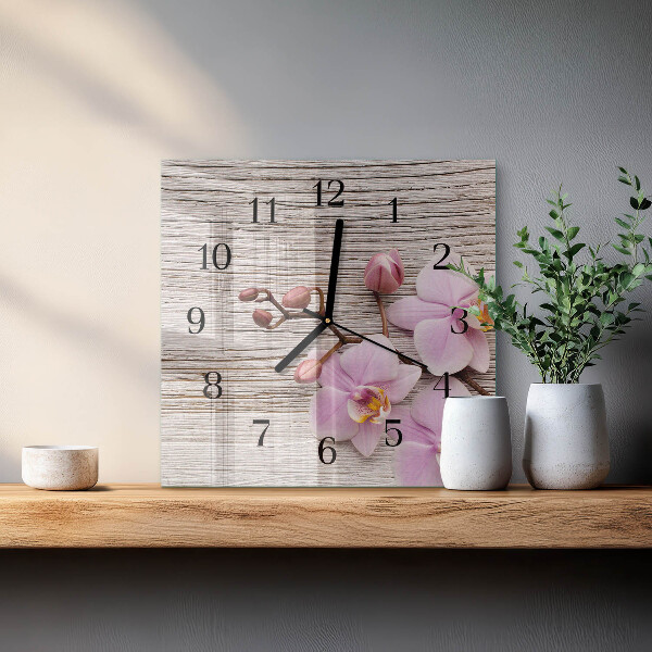 Štvorcové hodiny Orchidea