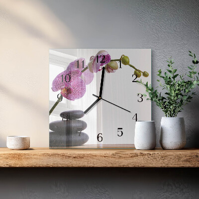 Štvorcové hodiny Orchidea