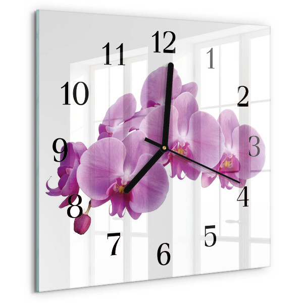 Štvorcové hodiny Orchidea