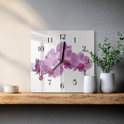 Štvorcové hodiny Orchidea