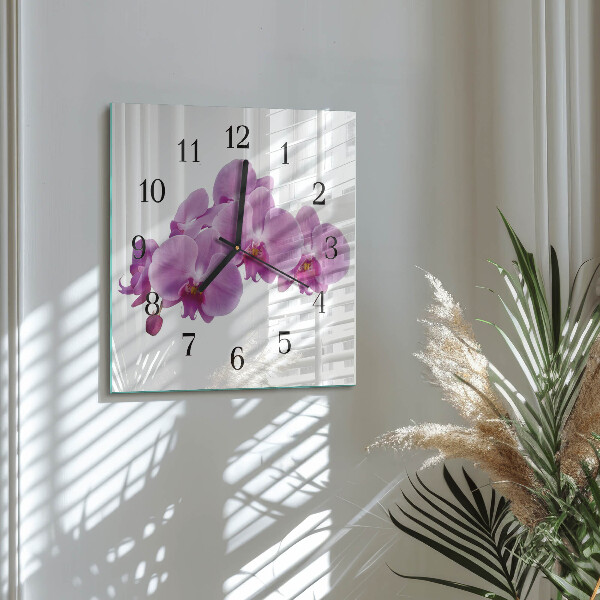 Štvorcové hodiny Orchidea