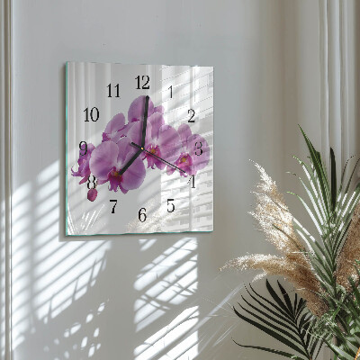 Štvorcové hodiny Orchidea