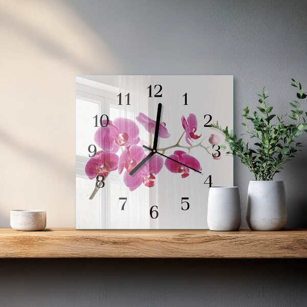 Štvorcové hodiny Orchidea
