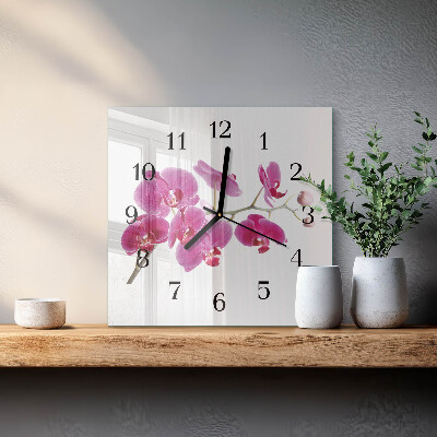Štvorcové hodiny Orchidea